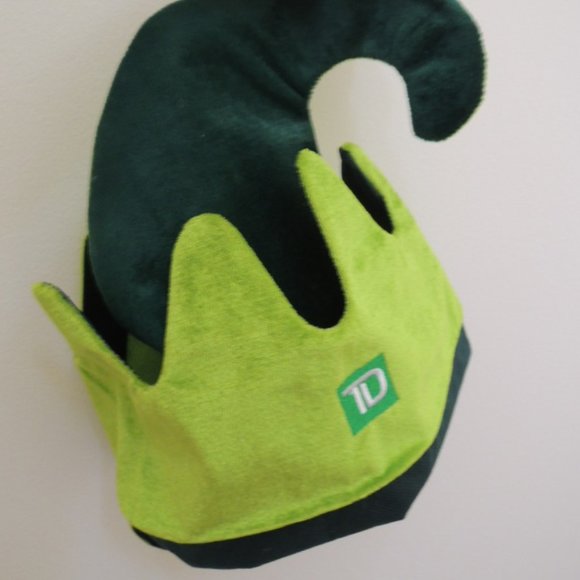 Christmas Elf Hat Santas Helper Green Felt Fabric Hat One Size Fits Most - NEW - Picture 3 of 8